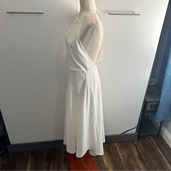 Halston Heritage Size 4 Chalk White Handkerchief Style Midi Dress Glam Party - Picture 5 of 14